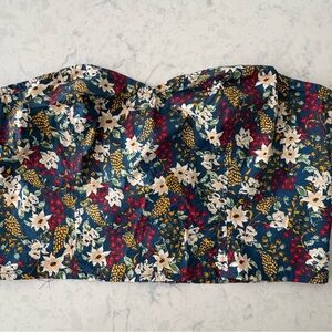 Sparkle and Fade Women's Floral Tube Top with Snap Buttons On Back Size Large